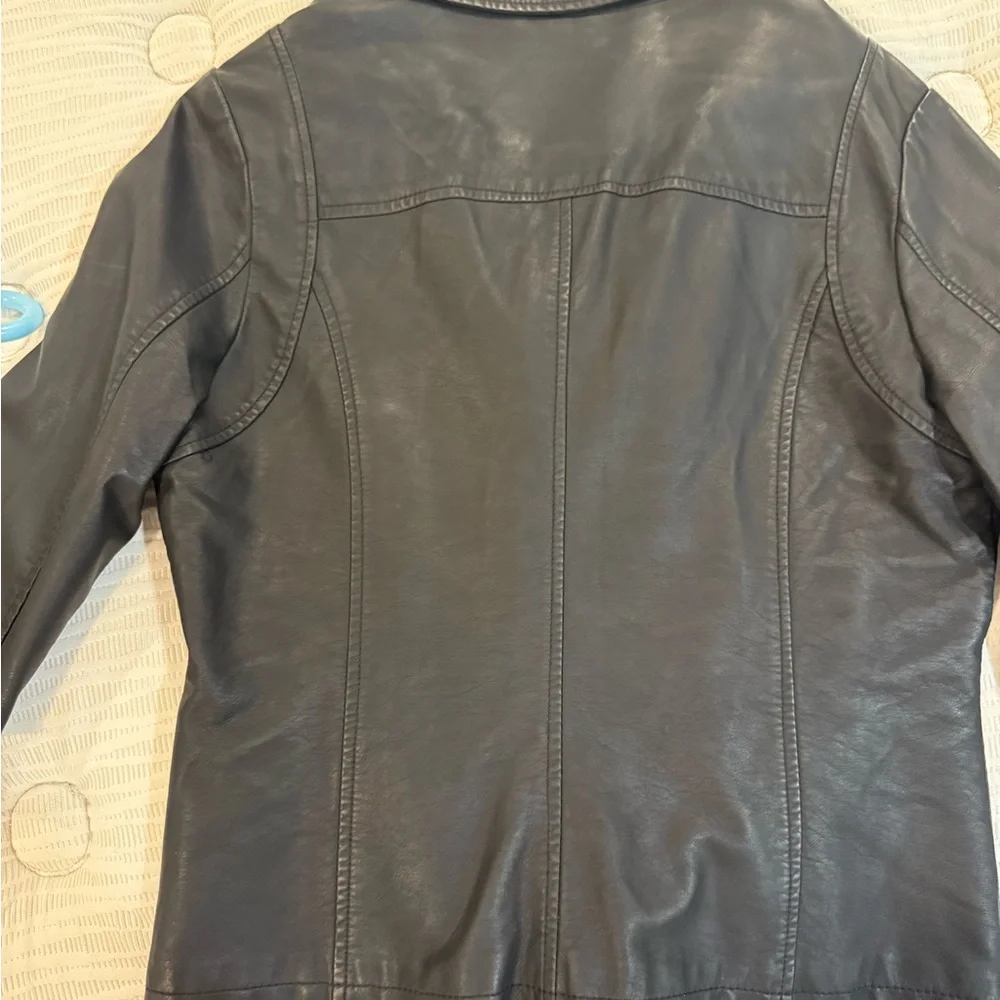 Max Studio Charcoal Leather Jacket - Picture 6 of 6